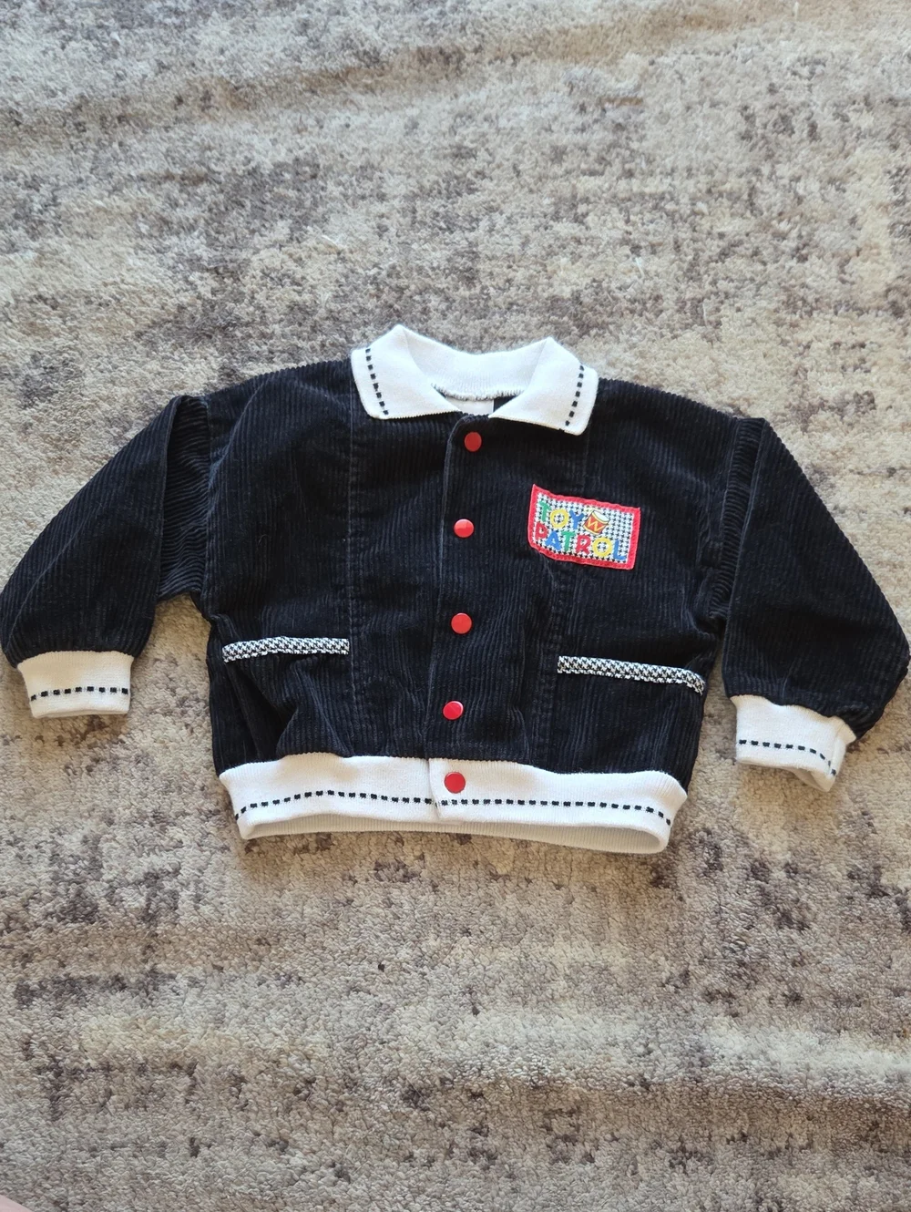 Vintage Buster Brown Toy Patrol Dark Blue Courduroy Bomber Jacket 18 Months